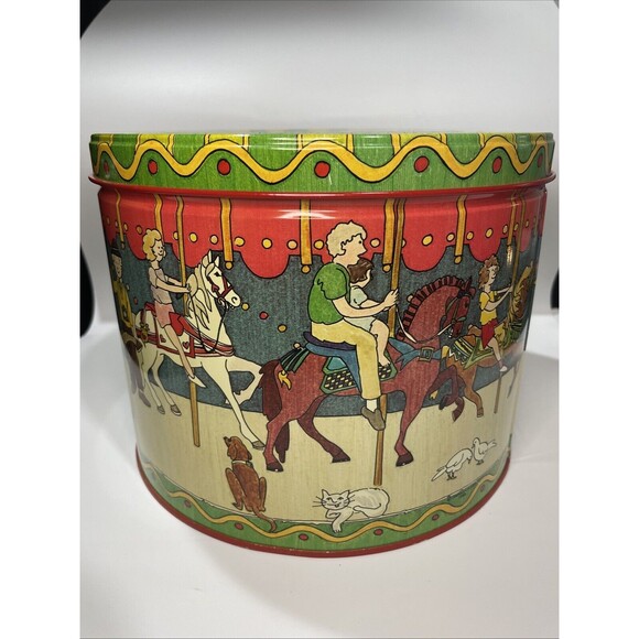 Other - Vtg 1985 Popcorn Tin Chappell Lockhart Fun Colorful 8" Balloon Merry Go Round 